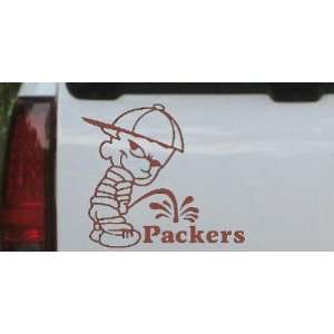 Pee On Packers Car Window Wall Laptop Decal Sticker    Brown 12in X 10 