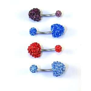  Belly Ring Swarovski Crystal Heart Belly Button Rings (4 