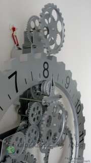   Decor Mechanical Large Calendar Round Wall Gear Clock SILVER b  