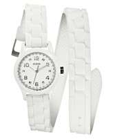   GUESS Watch, Womens White Silicone Double Wrap Strap 26mm U65013L1