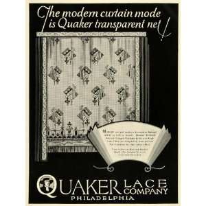  1928 Ad Quaker Lace Co Curtain Tailored Net Fringed 