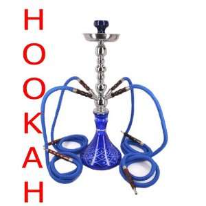   Water Shisha Pipes Huka Hooka 24 4 Hose Blue Glass 