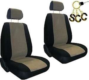 TAN BLACK FAUX LEATHER 6 PIECE RACING CAR SEAT COVERS  