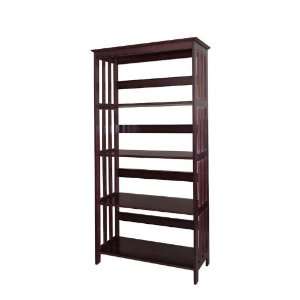  4 Tier Bookshelf with Mission Style Design in Espresso 