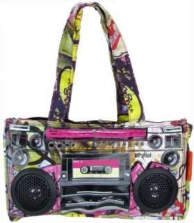   NYC Audio Couture Pink Graffiti Boombox Bag with Speakers Clothing