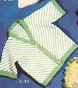 Baby Cardigan Sweater Knitting Pattern Infant Sz. 2  