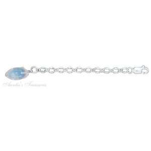   Silver 3 Skye Chain Ankle Bracelet Extender Clear Agate Stone