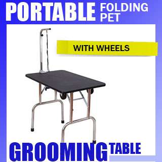 Portable Folding Pet Dog Cat Grooming Table w/ Wheels  