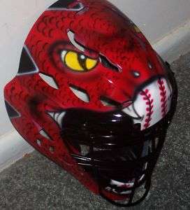 AIRBRUSHED RED SNAKE CATCHERS MASK RAWLINGS CFA 1 NEW ADULT SIZE 