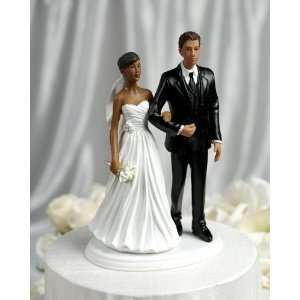    African American Bride and Ethnic Groom Cake Topper