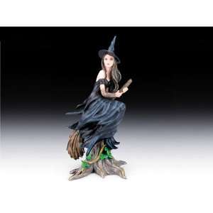  Flying Witch on Broom Figurine