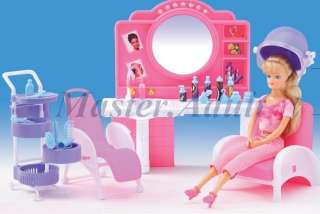   Dressing Table with Basin, Styling Chair, Tool Cart for Barbie  