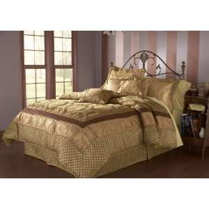  7Pcs Cal King Roxanne Jacquard Patchwork Comforter Set 