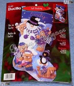 Bucilla SNOW DAYS Stocking Felt Christmas Kit   Snowman,Teddy,Penguin 