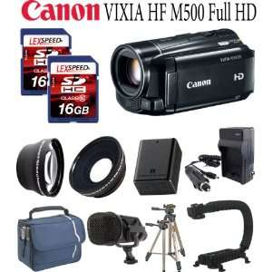 Canon VIXIA HF M500 Full HD Video Camcorder + Battery + Two (2) 16GB 