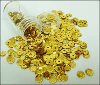 500 x 6mm Gold Cup Sequins in Clear Plastic Bottle  
