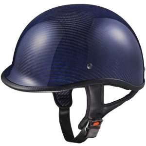    GLX Polo DOT Half Motorcycle Helmet Carbon Blue Medium Automotive