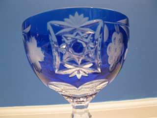  Waterford Cobalt Blue Marsala Cut Cased Crystal Water Goblet Glass 
