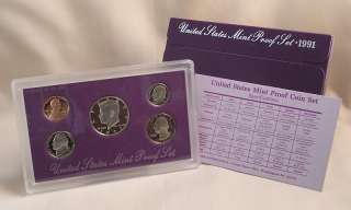 1991 Proof Set Original Mint Packaging 5 Coin PROOF SET  