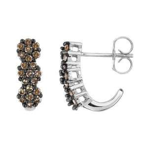  Champagne Diamond Flower Cluster Earrings 1/2ctw Jewelry