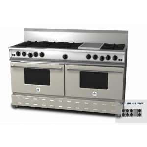   60 Inch Natural Gas Range With 12 Inch Charbroiler   Cream Appliances