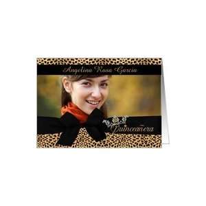  Quinceanera Photo Card Party Invitation in Cheetah Print 