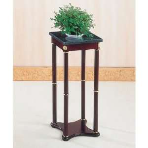   Lake Forest 28 Plant Stand in Cherry with Green Square Marble Top