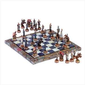   Civil War Soldier Theme Chess Board And Game Piece Set