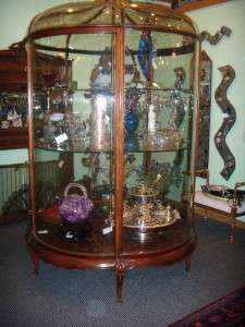 Walnut and Glass Round 1900s Magnificent Display Case  