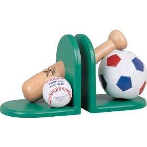  Kids Baseball Bookends in Solid Wood   Green