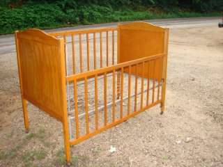 Antique Wooden Doll Bear Bed Crib Complete