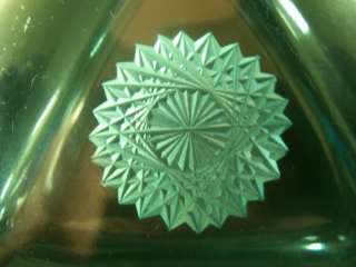 Vintage 1970s Green/ Crystal Ashtray Smooth 7 x 8  