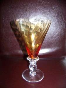 Portieux Crystal Water Goblet, Palmyre Amber, France  