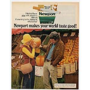  1972 Newport Cigarette Couple Fruit Stand Print Ad (7266 