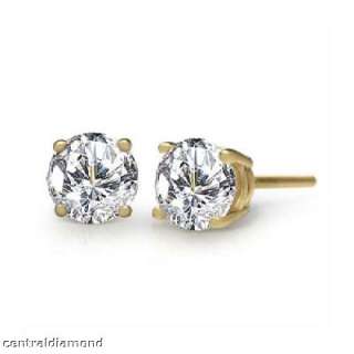 25 Carat Total Weight Round CZ Stud Earrings 14K GOLD  