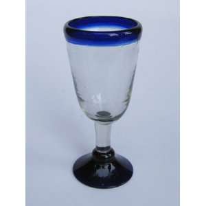  Cobalt Blue Rim tapered wine goblets (set of 6)   FREE 