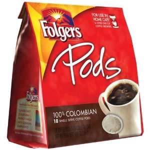 Folgers Coffee Pods 100% Colombian 4.44 Oz   6 Pack