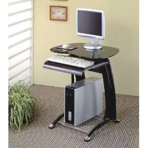   800235 Metal Computer Desk with Keyboard Tray, Black
