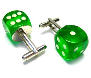 Green Glow In the Dark Dice Gambling Vegas Cufflinks  