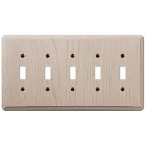  Contemporary Unfinished Maple   5 Toggle Wallplate