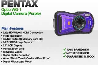 Pentax Optio WG 1 Waterproof Digital Camera (Purple) 27075188297 