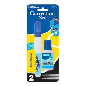  BAZIC Metal Tip Correction Pen & Correction Fluid (2/Pack 