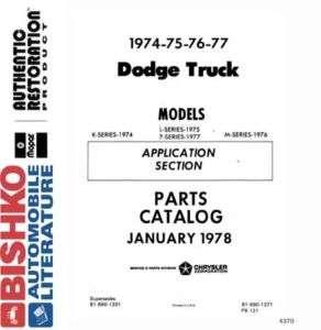 1974 1975 1976 1977 DODGE TRUCK Parts Book Guide CD  