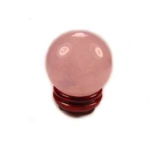   Rose Quartz Natural Crystal Ball 46 mm wt woodstand