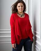   New York Plus Size Sweater, Cashmere Layered Look Cardigan and Shell