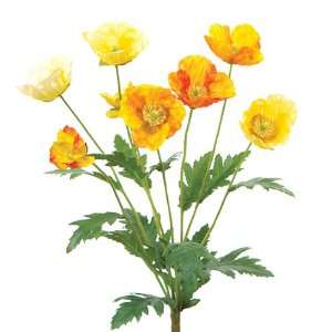 Pack of 12 Decorative Artificial Yellow and Orange Poppy Silk Flower 