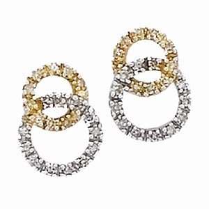   14k Two Tone Gold & Diamond Double Circle Earrings (0.25ctw) Jewelry