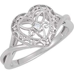  .025 CT DIAMOND HEART Ring Sterling Silver Jewelry
