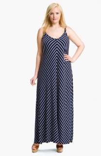Allen Allen Stripe Knit Maxi Dress (Plus)  