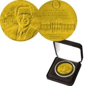  George W. Bush 24kt Gold Layered Presidential Medal 